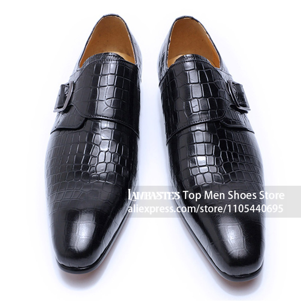 Men'S Shoes Navy Blue - Scarpe Eleganti in Pelle Goffrata Coccodrillo/Alligatore
