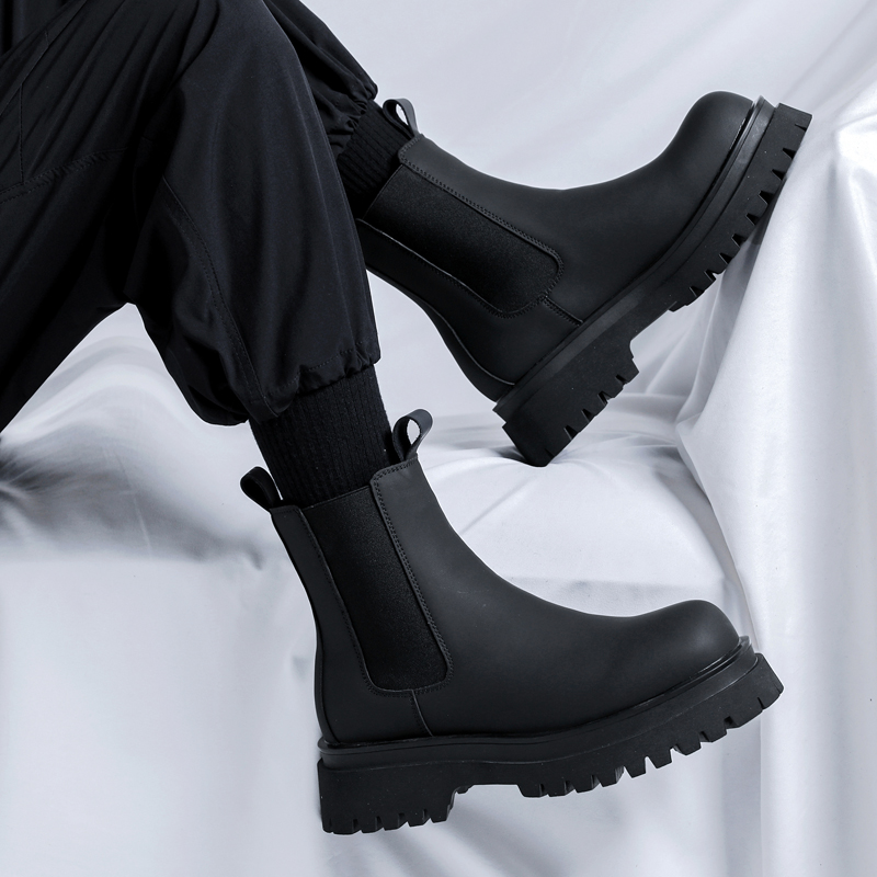 Men Shoes Brand - Stivali Chelsea Neri Alti da Uomo